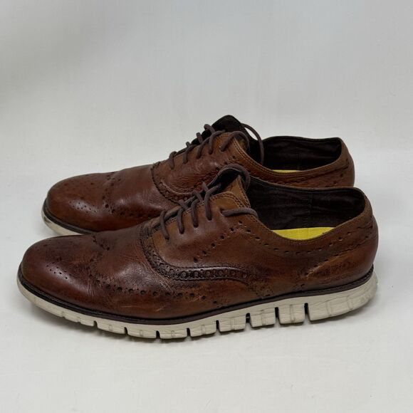 Cole Haan Zerogrand Wingtip Oxford Mens 13 M Brown Burnished Leather Shoes - Picture 4 of 16